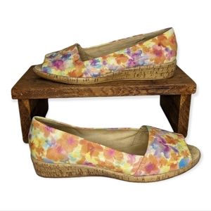 Michelle D Ellena Floral Themed Cork Wedges Size 8 1/2M